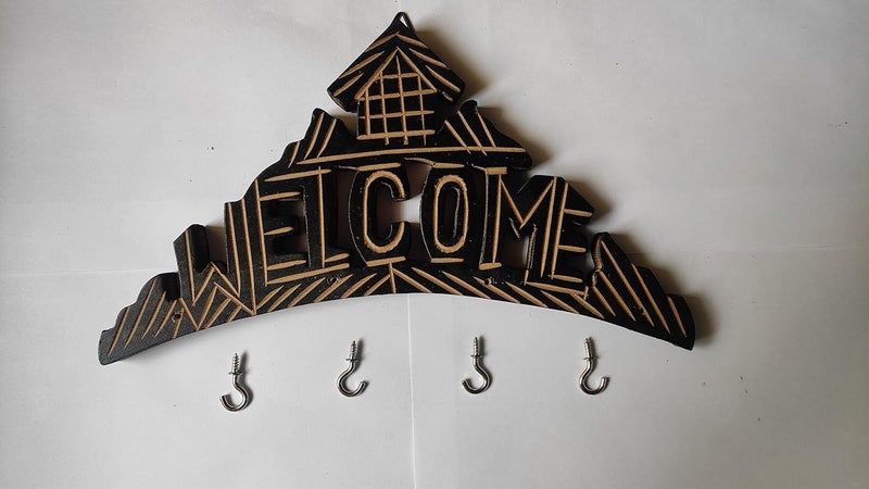 WildMonk WildMonk Home Decor Unique Stylish Wooden Key Holder for Wall Decor with Stylish Stainless Steel Hooks Beautiful Key Organizer for Door Hook Hanger Bag Keys Wall Mount Key Hanger Welcome  - Image 1