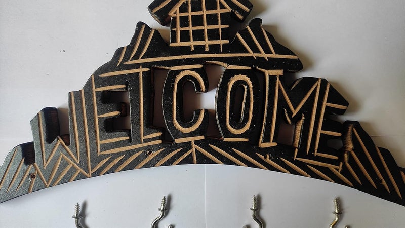 WildMonk WildMonk Home Decor Unique Stylish Wooden Key Holder for Wall Decor with Stylish Stainless Steel Hooks Beautiful Key Organizer for Door Hook Hanger Bag Keys Wall Mount Key Hanger Welcome  - Image 2