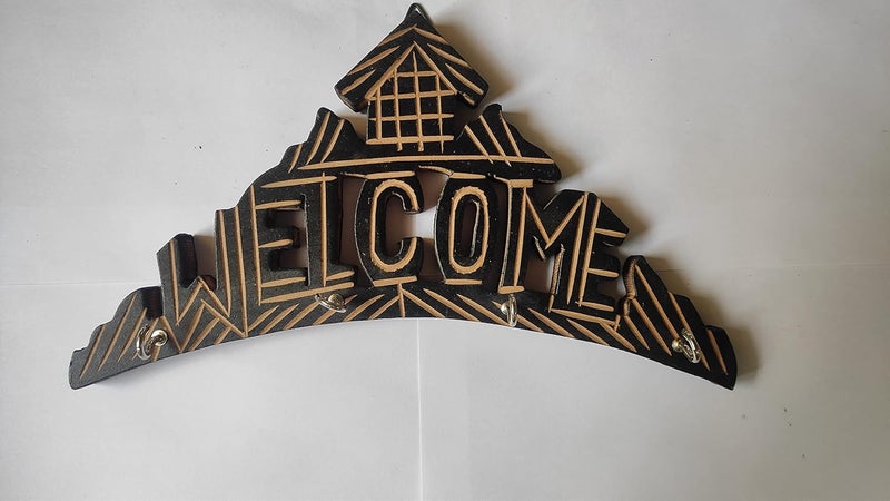 WildMonk WildMonk Home Decor Unique Stylish Wooden Key Holder for Wall Decor with Stylish Stainless Steel Hooks Beautiful Key Organizer for Door Hook Hanger Bag Keys Wall Mount Key Hanger Welcome  - Image 5
