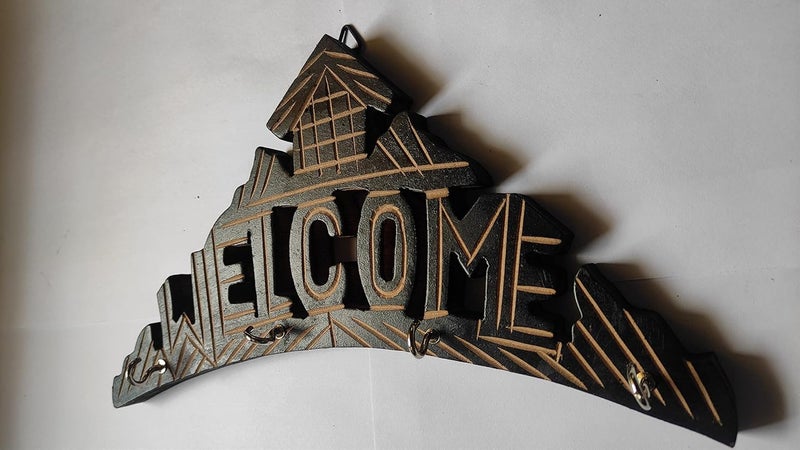 WildMonk WildMonk Home Decor Unique Stylish Wooden Key Holder for Wall Decor with Stylish Stainless Steel Hooks Beautiful Key Organizer for Door Hook Hanger Bag Keys Wall Mount Key Hanger Welcome  - Image 3