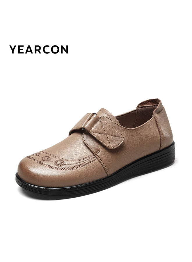 YEARCON Yierkang Women's Comfortable Flat Mom Shoes, Lightweight Casual Shoes For Middle-aged And Elderly Women, Single Shoes, 13417w, Dou Sha Color, Size 39 - Image 2