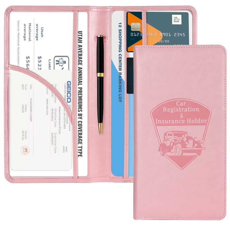 CoBak Car Registration and Insurance Holder - Vehicle Glove Box Car Organizer, Auto Truck Comparment Accessories Case with Magnetic Closure for Essential Document, Driver License, Cards - Image 1