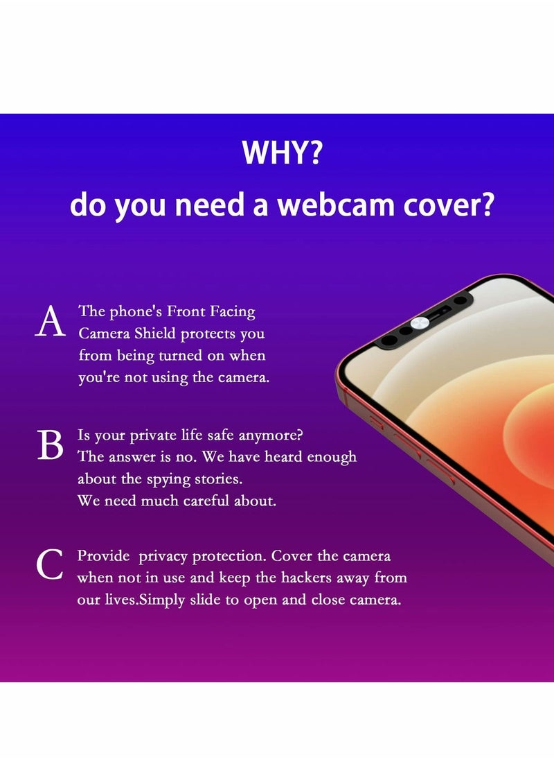 Excefore - Camera Cover,Webcam Cover Compatible with iPhone X/XS/XR/XS Max,for iPhone 11/11 Pro/11 Pro Max,for iPhone 12/12 Mini /12Pro/12Pro Max,Protect Privacy and Security,Not Affect Face ID-2PCS - Image 1