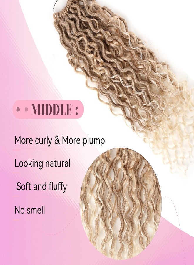 مجموعة شعر كروشيه جديدة من Aipin مكونة من 8 قطع، شعر Goddess Locs بطول 18 بوصة، شعر Boho River Locs Hippie Locs مموج مع شعر مجعد في المنتصف والأطراف، وصلات شعر مضفرة (8 قطع، 18 بوصة، T27/613) - Image 4