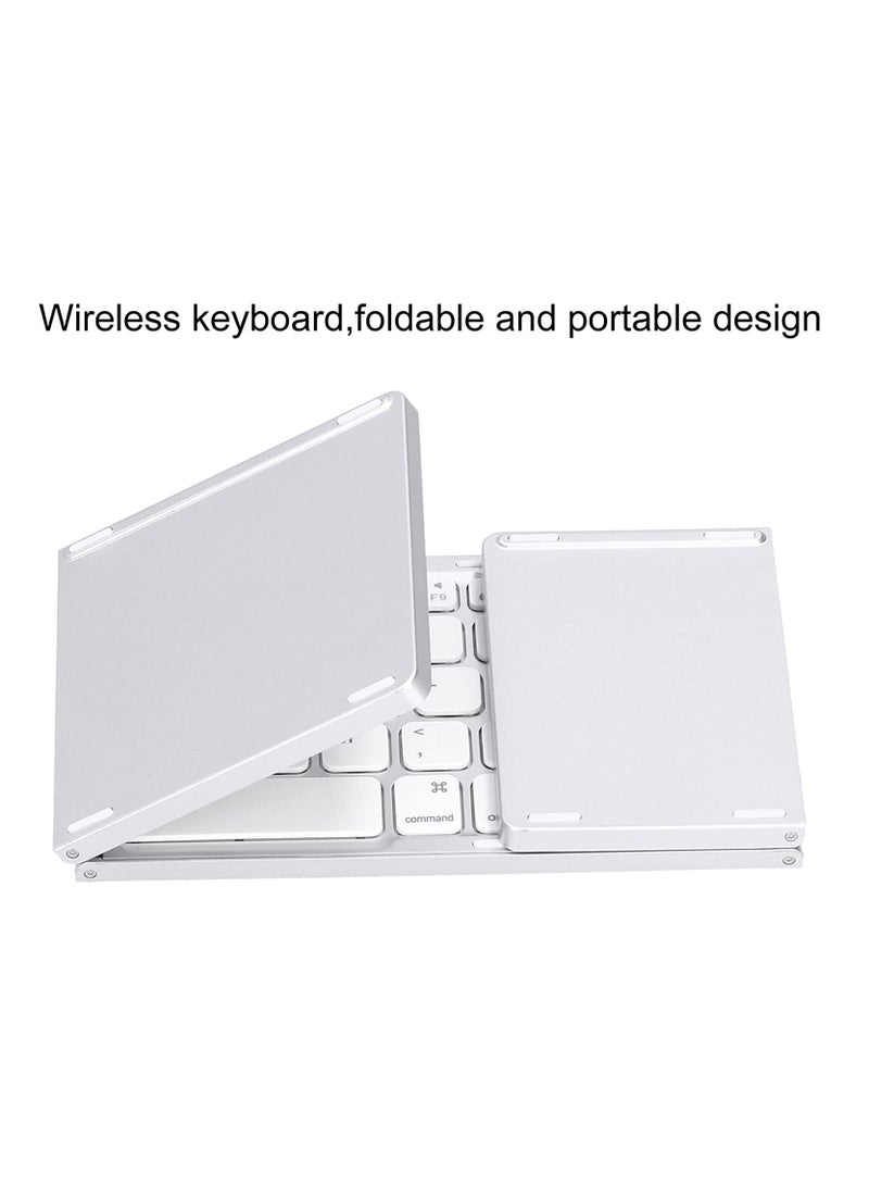USB Wired Keyboard, Ultra‑Thin Bluetooth Keyboard Ergonomic Foldable Keyboard Dual‑Mode Bluetooth 3.0 Rechargeable Fingerboard with TouchPad (Sliver) - Image 5