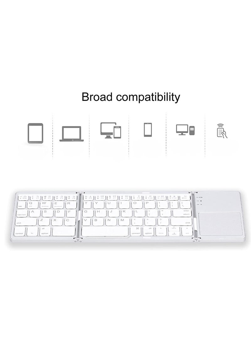 USB Wired Keyboard, Ultra‑Thin Bluetooth Keyboard Ergonomic Foldable Keyboard Dual‑Mode Bluetooth 3.0 Rechargeable Fingerboard with TouchPad (Sliver) - Image 3