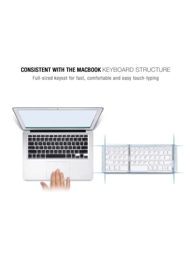 USB Wired Keyboard, Ultra‑Thin Bluetooth Keyboard Ergonomic Foldable Keyboard Dual‑Mode Bluetooth 3.0 Rechargeable Fingerboard with TouchPad (Sliver) - Image 4