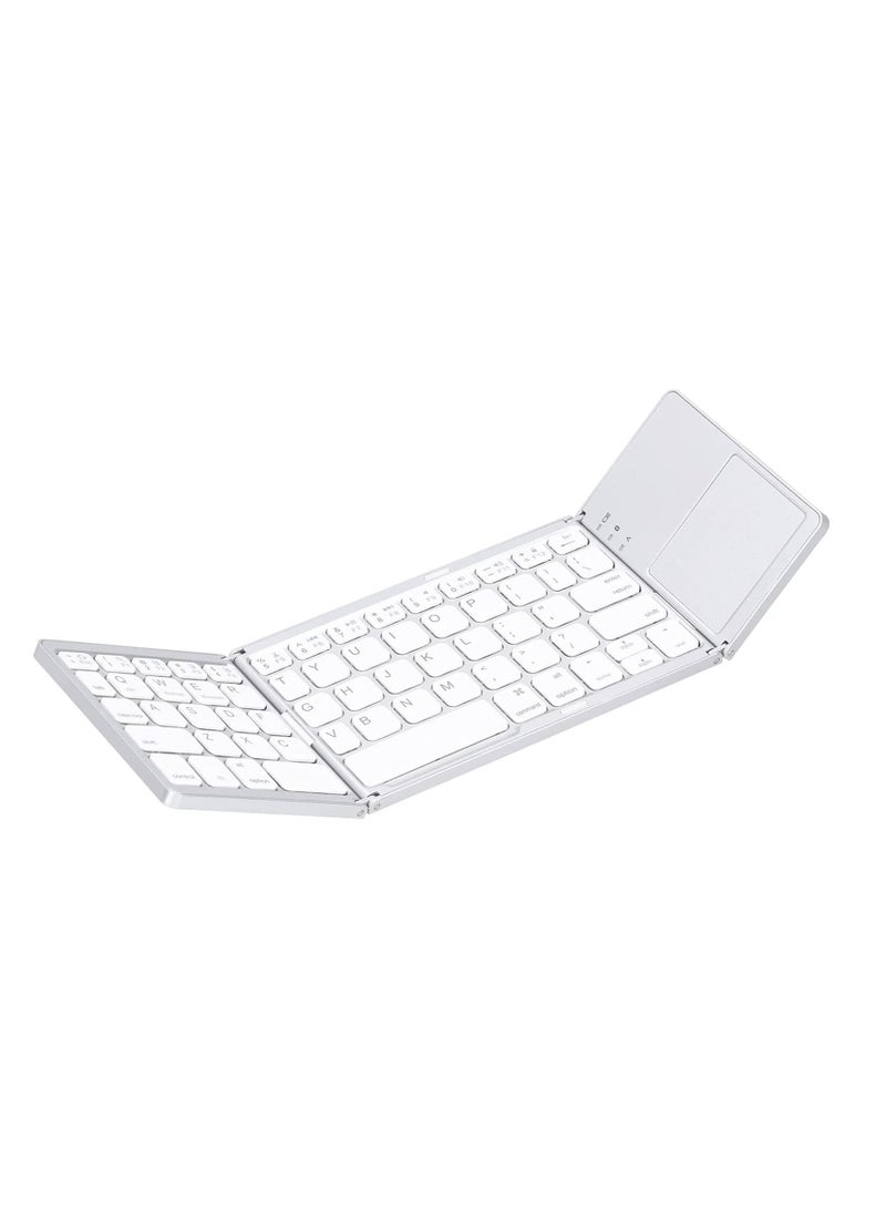 USB Wired Keyboard, Ultra‑Thin Bluetooth Keyboard Ergonomic Foldable Keyboard Dual‑Mode Bluetooth 3.0 Rechargeable Fingerboard with TouchPad (Sliver) - Image 1