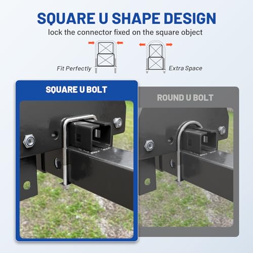 Anina 4PCS Square U Bolts with Frame Plates and Nuts Stainless Steel U Clamp Bolts for Wood, Sailboat Trailers, Tube, Industrial Supplies 3/8'' x 4'' x 7'' Thread - Image 4