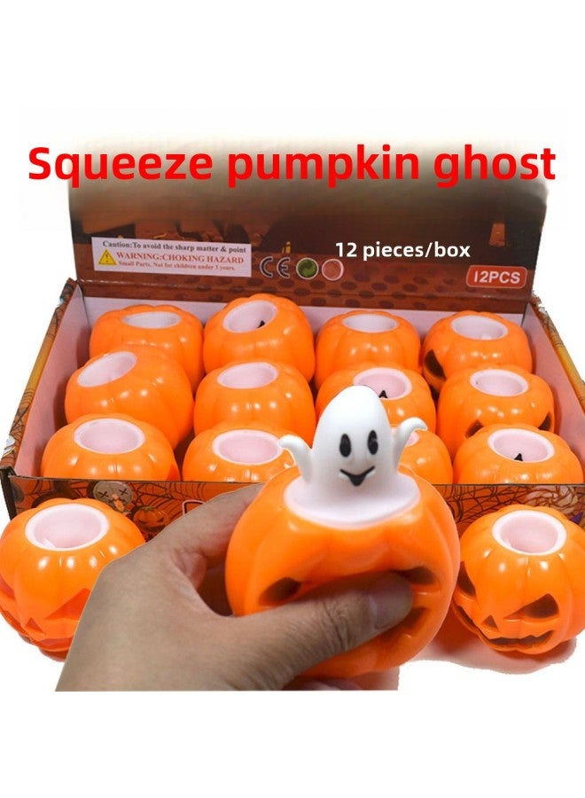 Loquat Novelty TPR Squeeze Pumpkin Ghost Vent Decompression Toys  Prank Toys Supply-Color:Squeezed Pumpkin Ghosts (12 Pieces) - Image 2