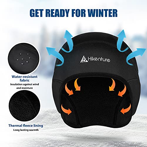 Hikenture Winter Skull Cap Helmet Liner, Thermal Cycling Cap Ski Hat for Men and Women, Cold Weather Running Beanie Fleece Bike Hat,Black - Image 2