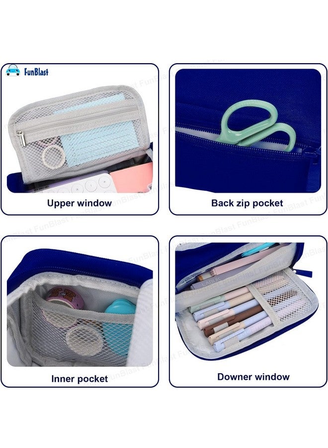 FunBlast Large Capacity Pencil Case, Multipurpose Zipper Portable Pencil Pouch Case, Aesthetic Pouch for Girls, Kawaii Pencil Case, Cute Pouches for Girls, Stationary Organizer Kit (NavyBlue) - Image 5