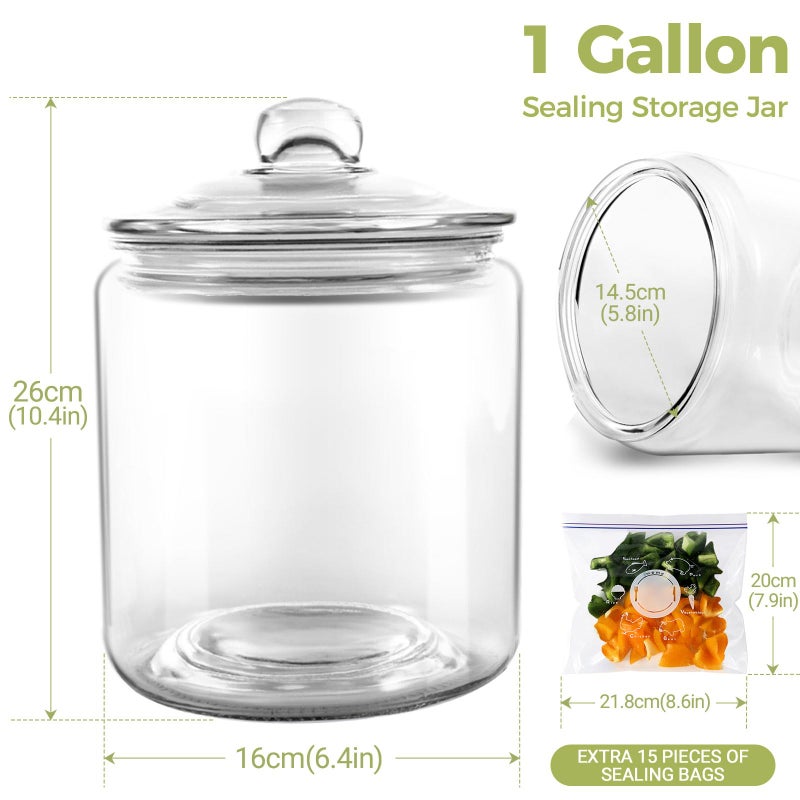 Masthome 1 Gallon Glass Jar with Lid,Large Glass Cookie Jar,Wide Mouth,Dishwasher Safe,Large Clear Jar,Storage Containers with Lids For Flour,Nuts,Cookies,Snacks - Image 2
