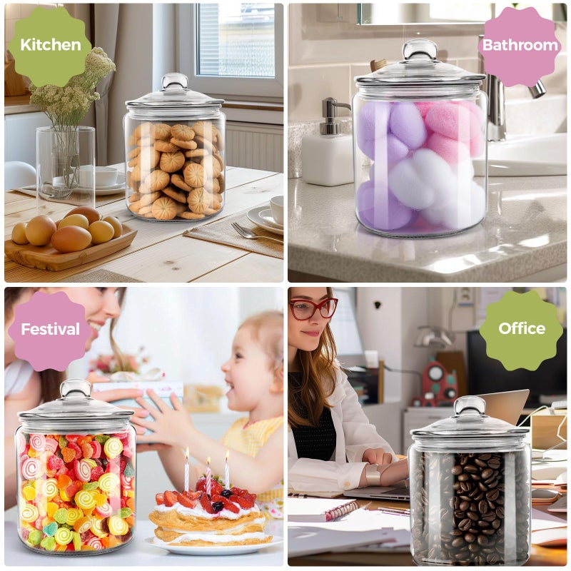 Masthome 1 Gallon Glass Jar with Lid,Large Glass Cookie Jar,Wide Mouth,Dishwasher Safe,Large Clear Jar,Storage Containers with Lids For Flour,Nuts,Cookies,Snacks - Image 5