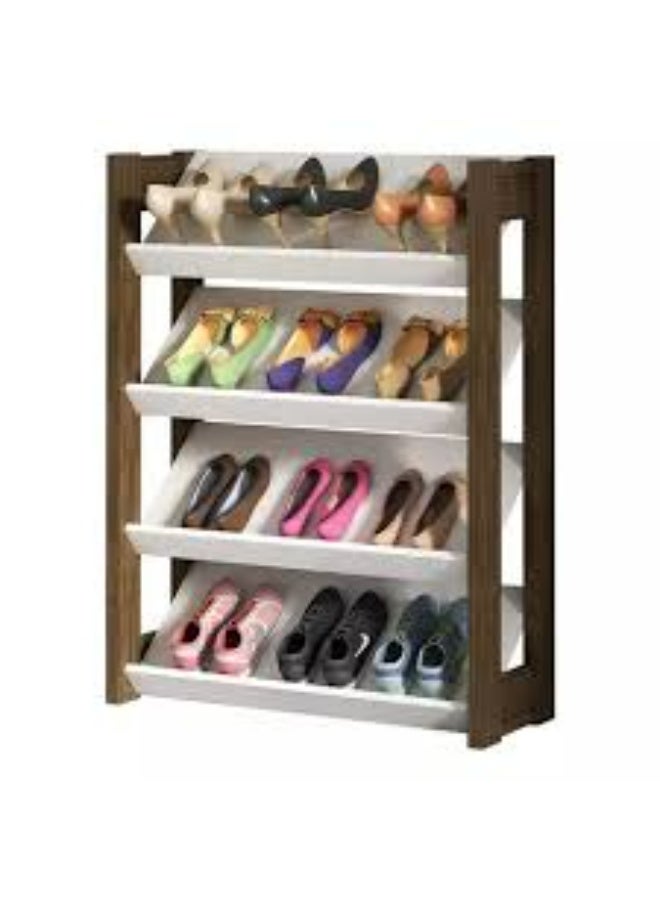 Tecnomobili Shoe Rack.4Layer white /walnut Color 69x26.2x90.5 cm  - Image 3