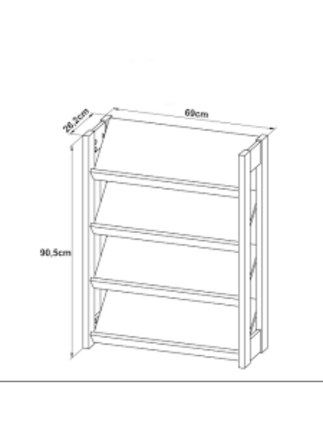 Tecnomobili Shoe Rack.4Layer white /walnut Color 69x26.2x90.5 cm  - Image 4
