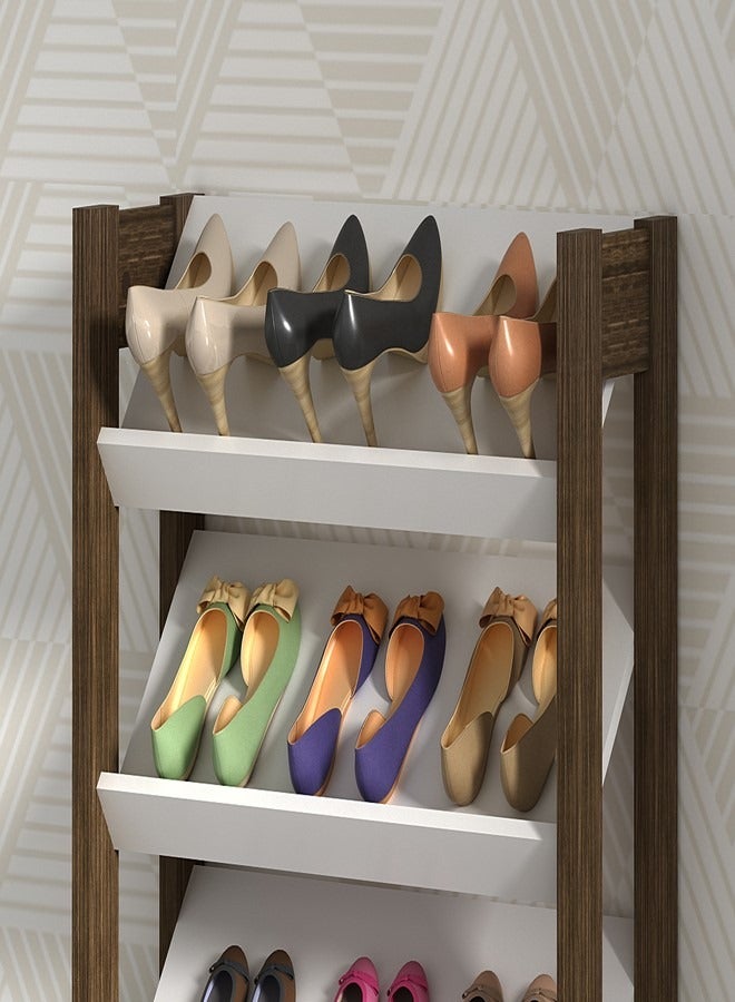 Tecnomobili Shoe Rack.4Layer white /walnut Color 69x26.2x90.5 cm  - Image 2