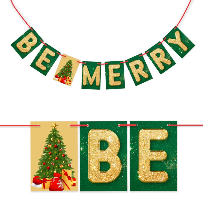 WOBBOX Wobbox Merry Christmas Banner, Happy Christmas Banner, Christmas Decorations Items For Home-FP1459  - Image 1