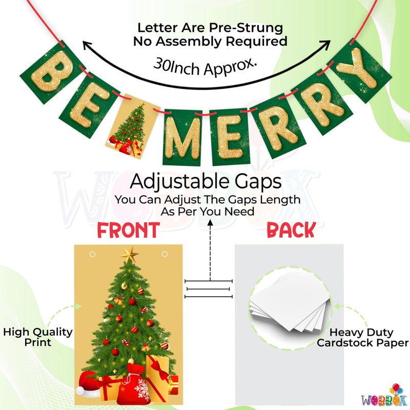 WOBBOX Wobbox Merry Christmas Banner, Happy Christmas Banner, Christmas Decorations Items For Home-FP1459  - Image 3