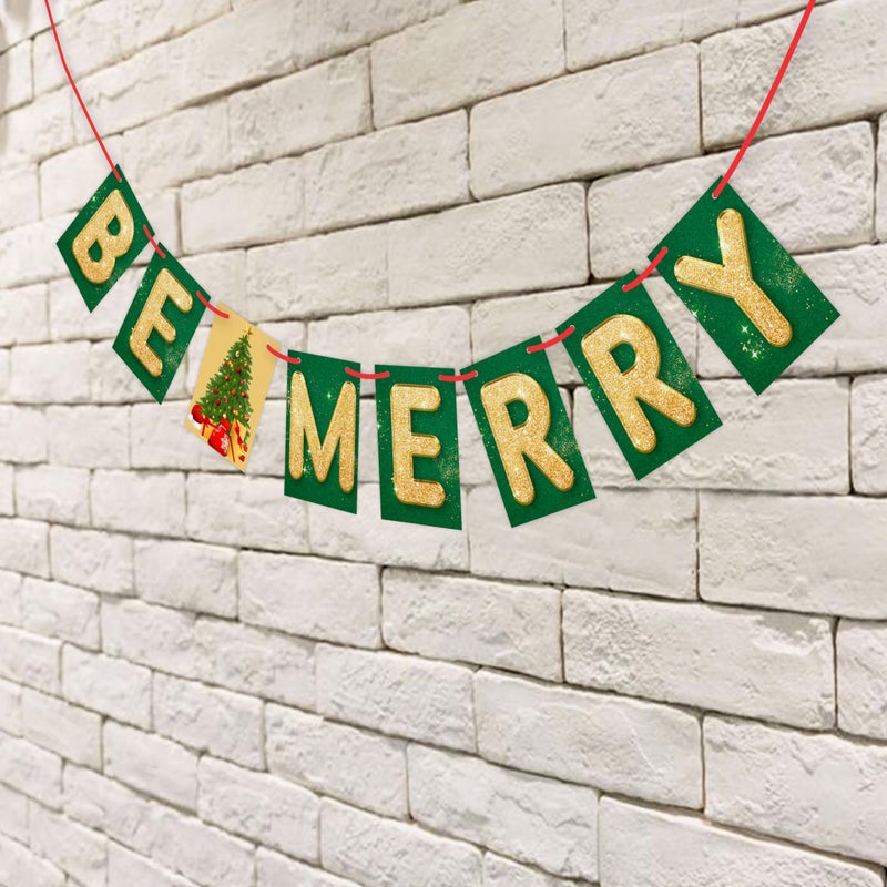 WOBBOX Wobbox Merry Christmas Banner, Happy Christmas Banner, Christmas Decorations Items For Home-FP1459  - Image 4
