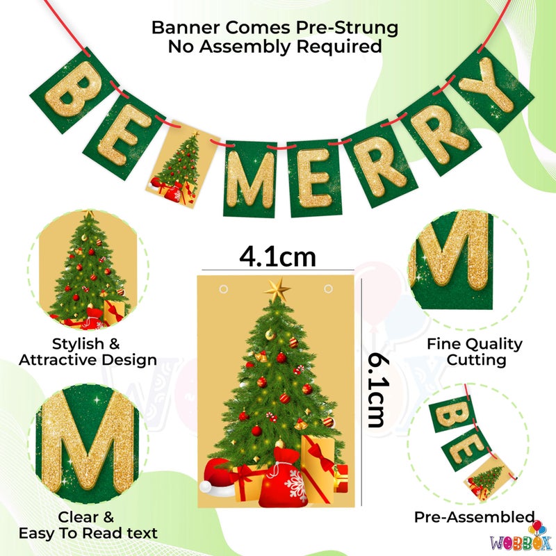 WOBBOX Wobbox Merry Christmas Banner, Happy Christmas Banner, Christmas Decorations Items For Home-FP1459  - Image 2