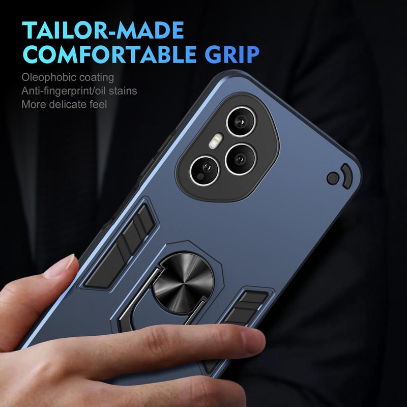 HuHa Case Cover For Honor 400 Pro Global 160.8mm Shockproof Metal Ring Holder Phone Case(Blue) - Image 5
