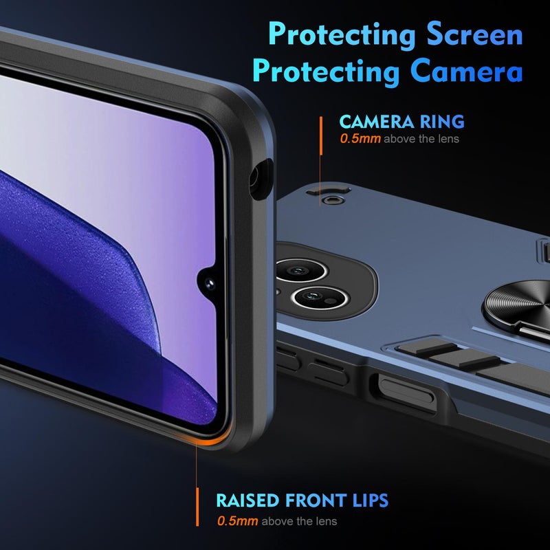 HuHa Case Cover For Honor 400 Pro Global 160.8mm Shockproof Metal Ring Holder Phone Case(Blue) - Image 3