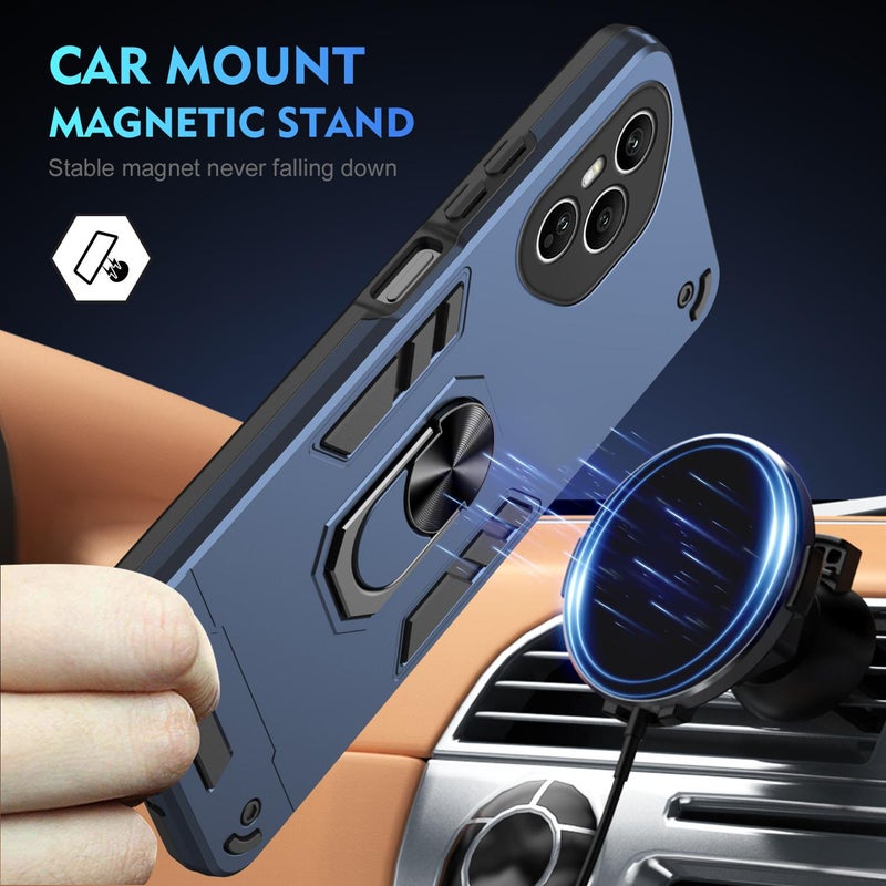 HuHa Case Cover For Honor 400 Pro Global 160.8mm Shockproof Metal Ring Holder Phone Case(Blue) - Image 2