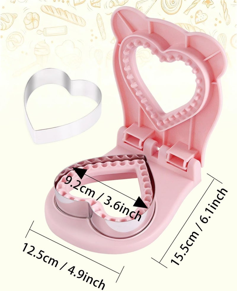 CHICHAUS Fine detail Uncrustable Sandwich Maker,Sandwiches Pocket Circle Shape 3.7Inch Sandwich Cutter and Sealer,Sandwich Cutter for Kids Breakfast and lunchboxes (Heart Pink) Global production standard crafted - Image 2