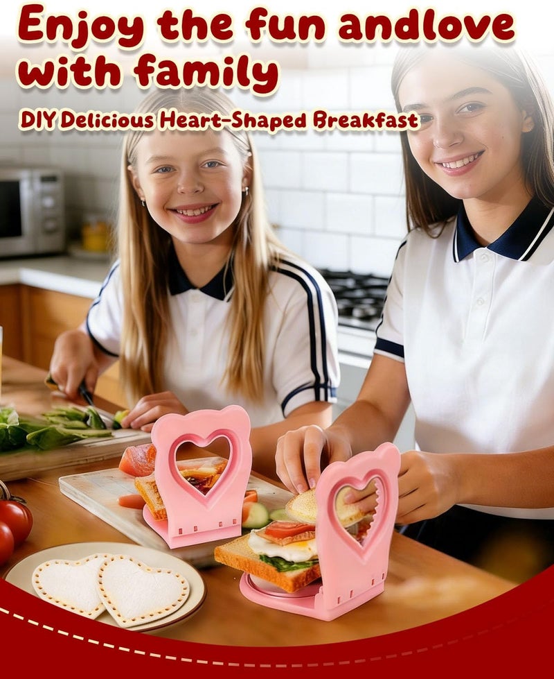 CHICHAUS Fine detail Uncrustable Sandwich Maker,Sandwiches Pocket Circle Shape 3.7Inch Sandwich Cutter and Sealer,Sandwich Cutter for Kids Breakfast and lunchboxes (Heart Pink) Global production standard crafted - Image 4