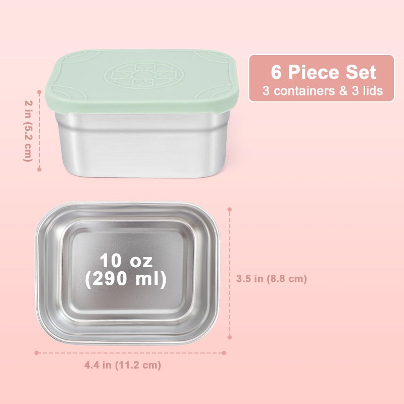 Caperci 3-Pack Stainless Steel Snack Containers with Silicone Lids - 10oz Reusable Small Food Storage Containers for Snacks & Deli Foods, Leak-Proof, Easy Open & BPA-Free (290ML) - Image 5