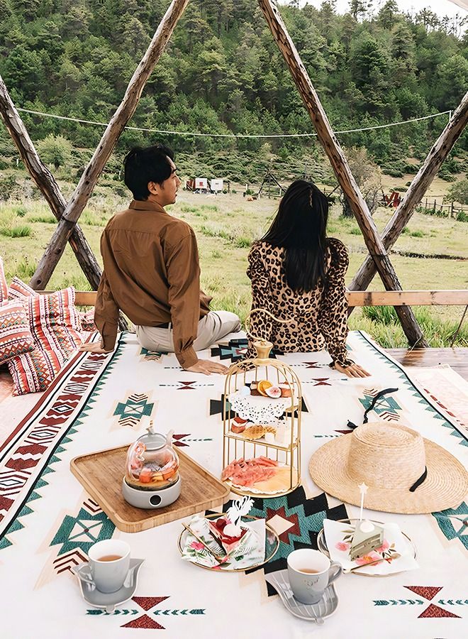 GROIC Beach Blanket ,Multi Use Outdoor Camping Mat, Picnic Blanket, Exercise Stretching Mat,Ethnic Style Windproof Blanket,Camping Supplies  - Image 4