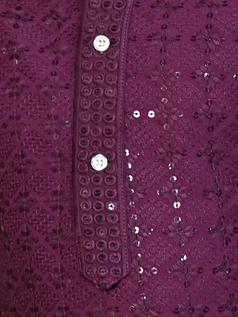 BT DEZINES Wine Kurta Pyjama Set For Boys - Image 5