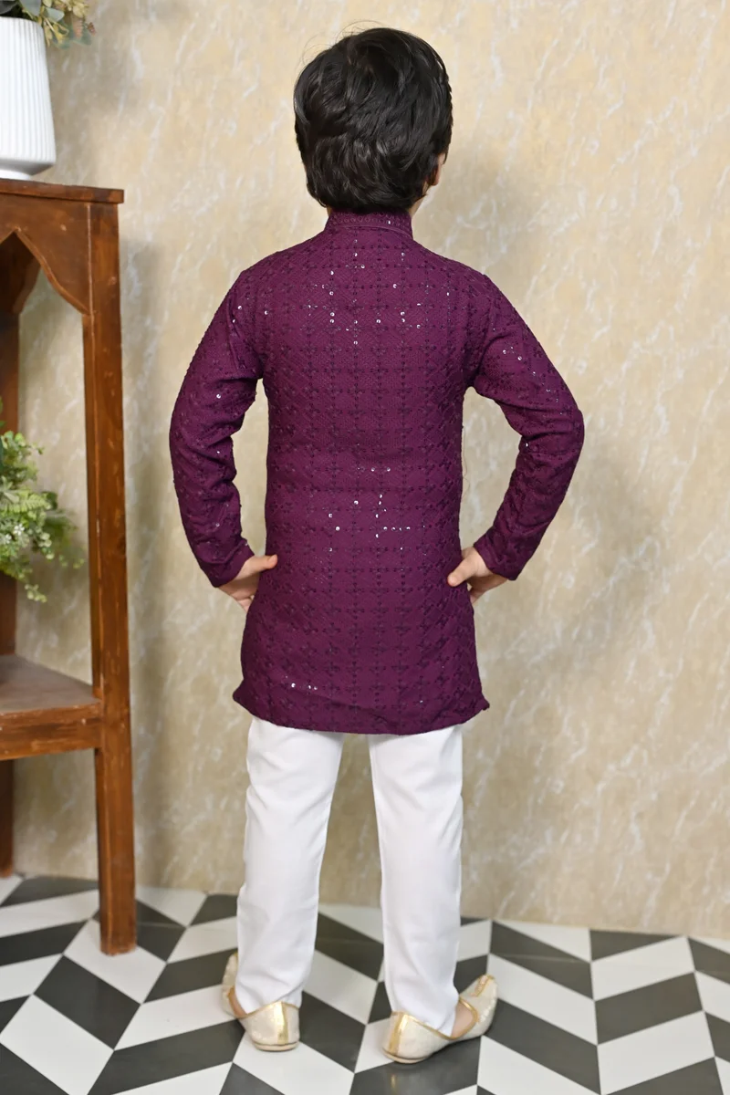 BT DEZINES Wine Kurta Pyjama Set For Boys