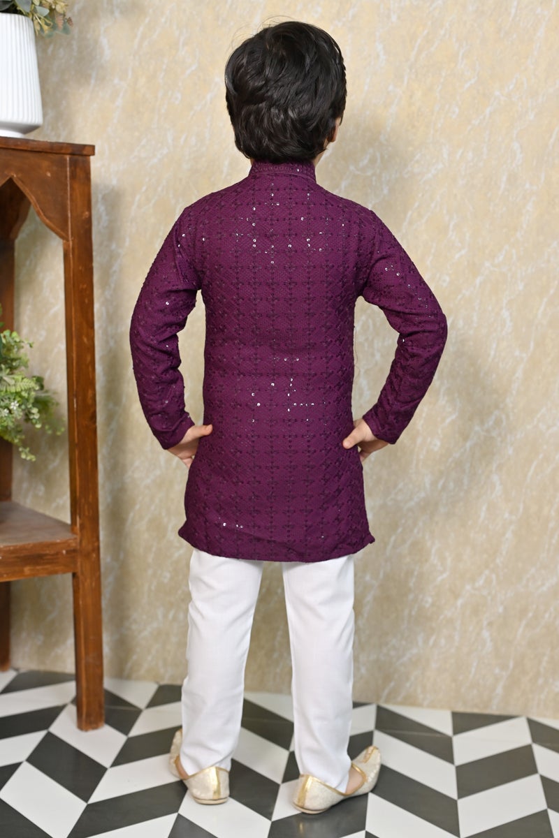 BT DEZINES Wine Kurta Pyjama Set For Boys - Image 2