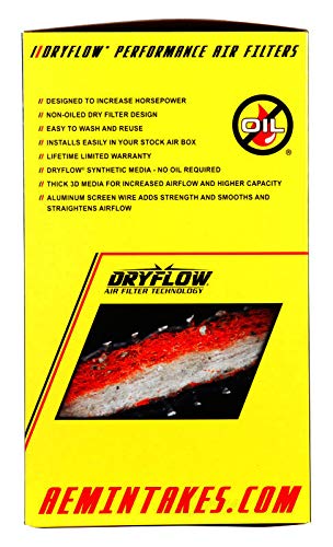 AEM فلتر هواء قابل للتثبيت AEM 21-3059DK بتصميم جاف عالمي: دائري متدرج؛ 4 بوصة (102 مم) قطر الفلنج؛ 9.25 بوصة (235 مم) ارتفاع؛ 6.5 بوصة (165 مم) قاعدة؛ 5.125 بوصة (130 مم) قمة - Image 4