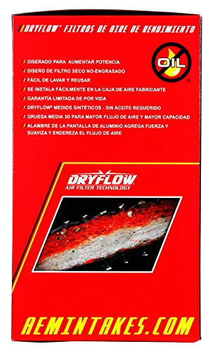 AEM فلتر هواء قابل للتثبيت AEM 21-3059DK بتصميم جاف عالمي: دائري متدرج؛ 4 بوصة (102 مم) قطر الفلنج؛ 9.25 بوصة (235 مم) ارتفاع؛ 6.5 بوصة (165 مم) قاعدة؛ 5.125 بوصة (130 مم) قمة - Image 3