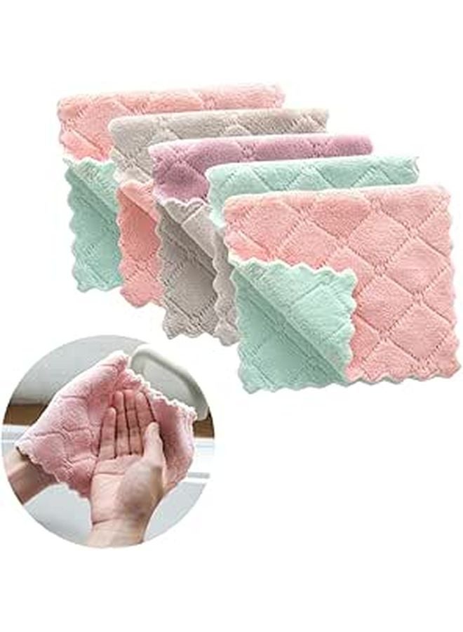 5Pcs Microfiber Dishcloths Absorbent Lint Free Kitchen Towels for Cleaning Windows Dishes Random Color - Image 1
