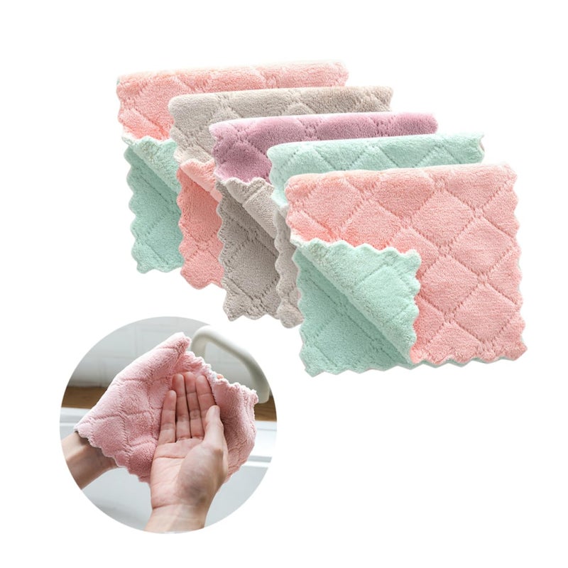 5Pcs Microfiber Dishcloths Absorbent Lint Free Kitchen Towels for Cleaning Windows Dishes Random Color - Image 2