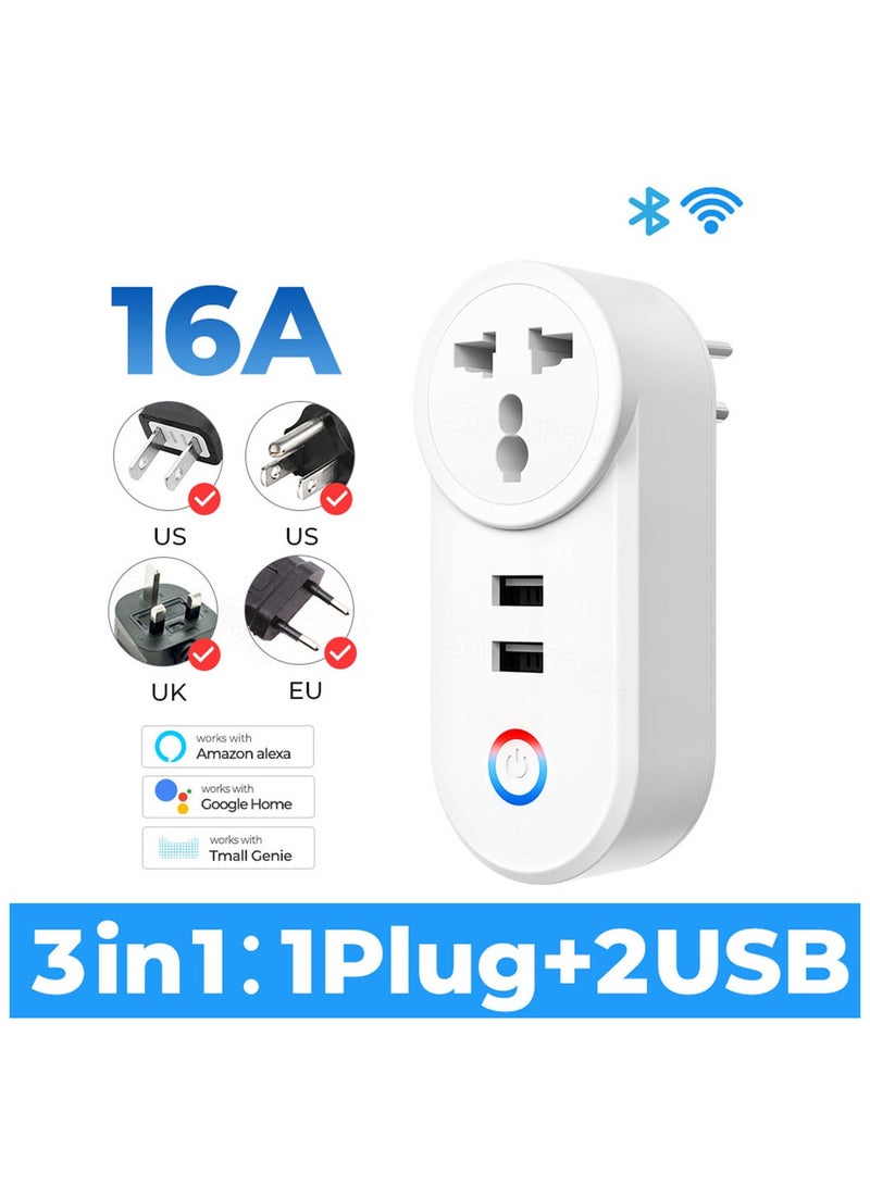 قابس واي فاي للمنزل الذكي 16 أمبير مع منفذي USB 