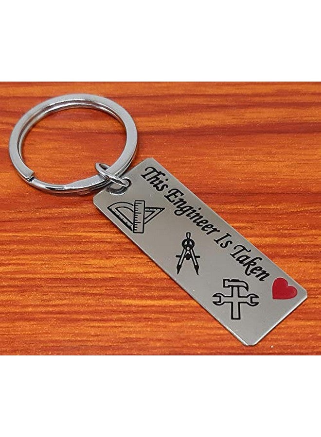Aura This Engineer is Taken Romantic Valentine Gift Key Chain for Fiancee Men Women Boys Girls Boyfriend Girlfriend Wife Husband Engineers Gift Silver Key Chain - Image 4