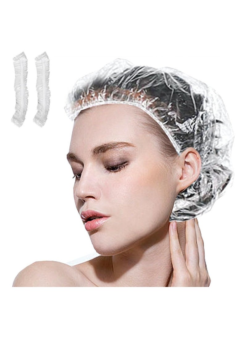 Disposable Shower Caps -200 pcs Waterproof Plastic Shower Caps, Women's Disposable Plastic Clear Shower Caps, Suitable for Hair Care, Spa Salons, Travel, Portable Multi-Purpose Plastic Hair Caps - Image 1
