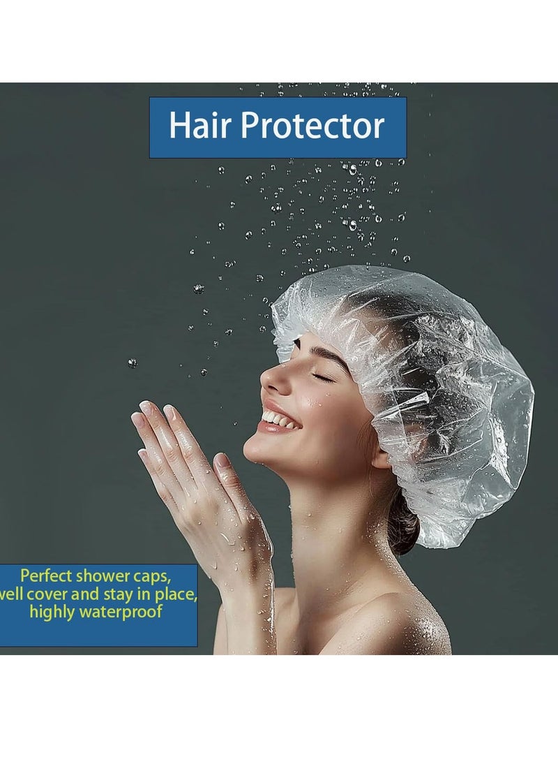 Disposable Shower Caps -200 pcs Waterproof Plastic Shower Caps, Women's Disposable Plastic Clear Shower Caps, Suitable for Hair Care, Spa Salons, Travel, Portable Multi-Purpose Plastic Hair Caps - Image 3