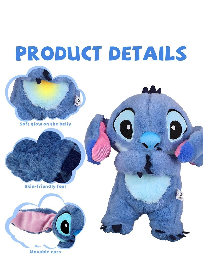 Breathing Plush Animal, Breathing Stitch Sleep Buddy, Soothing Snuggle Panda Plush Toy with Realistic Breathing Movement and Lights and Music (Blue 24cm) - Image 2