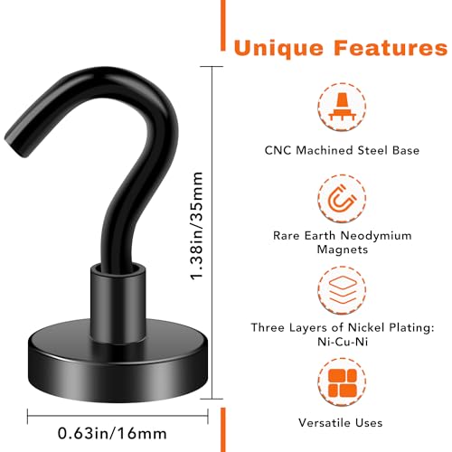 E BAVITE Magnetic Hooks, Strong Magnet Cruise Hook for Hanging, Grill, Towel, Home, Kitchen, Workplace, Office and Garage - 45 Pack（Black） - Image 4