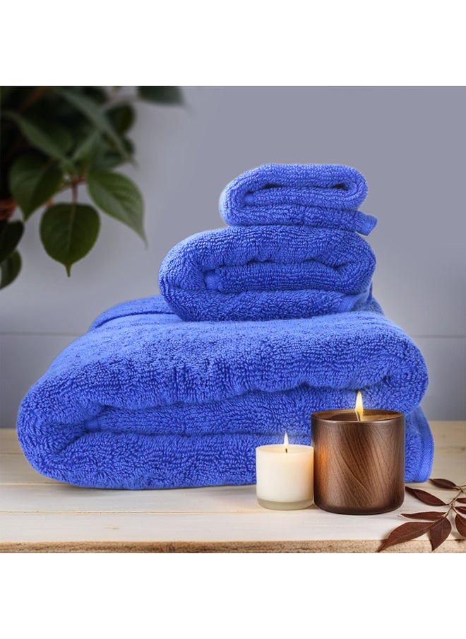 Hotel Linen Klub Hotel Linen Klub LUXURY PACK of 3  Bathroom Towel Sets -100% Cotton 650 GSM Terry Dobby Border Ring Spun -Super Soft ,Quick Dry,Highly Absorbent,Bath Towel,Hand Towel and Face Towel,Royal Blue  - Image 3