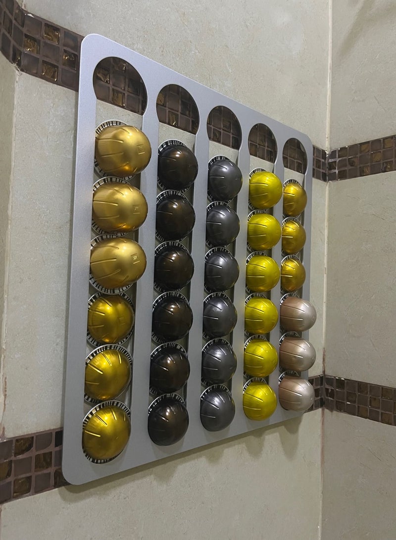Wall Coffee Pod Holder Organizer for Nespresso Vertuo Capsules with options color size fixture method  - Image 1