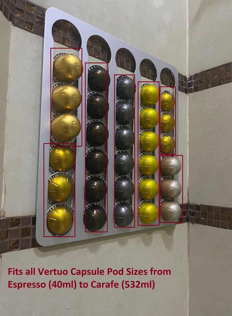 Wall Coffee Pod Holder Organizer for Nespresso Vertuo Capsules with options color size fixture method  - Image 5