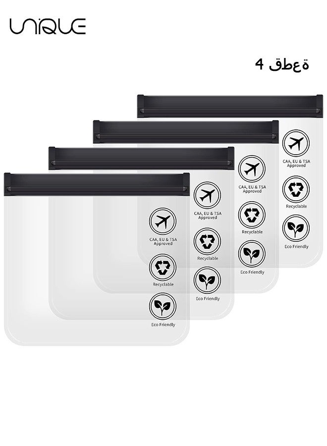 Unique 4PCS Toiletry Bags, TSA Approved Compliant Quart Size Zipper Bags, Triple-sealed Seam Leakproof Clear Cosmetic Bag for Liquids & Makeup, Portable Travel Size Toiletries Bags, Durable and Reusable - Image 1