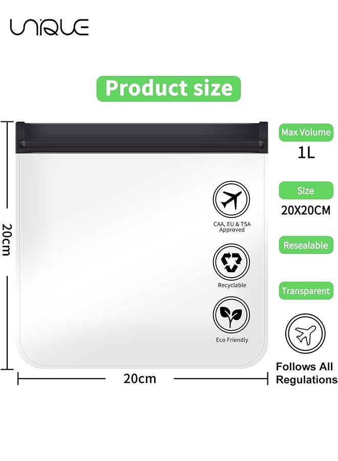 Unique 4PCS Toiletry Bags, TSA Approved Compliant Quart Size Zipper Bags, Triple-sealed Seam Leakproof Clear Cosmetic Bag for Liquids & Makeup, Portable Travel Size Toiletries Bags, Durable and Reusable - Image 2